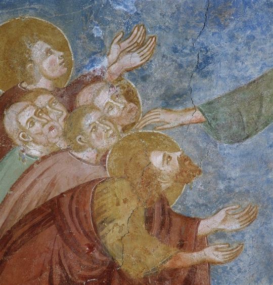 Cristo e os apóstolos (detalhe). Igreja de Santa Margherita (Séc. XIII, aprox), Laggio di Cadore (Belluno, Itália).