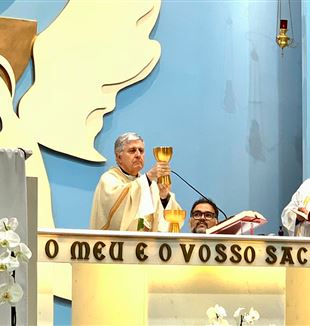 Dom Giambattista Diquattro celebrando a missa em Brasília no dia 9 de maio de 2024