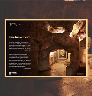 A imagem do Cartaz de Natal de 2025 de Comunhão e Libertação, a Gruta do Leite em Belém (©Andrey Shevchenko/Alamy)